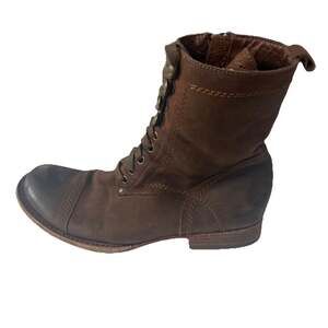 BERNARDO Brown Leather Zippered Low Heel Mid-Calf Biker Boots Sz 6.5